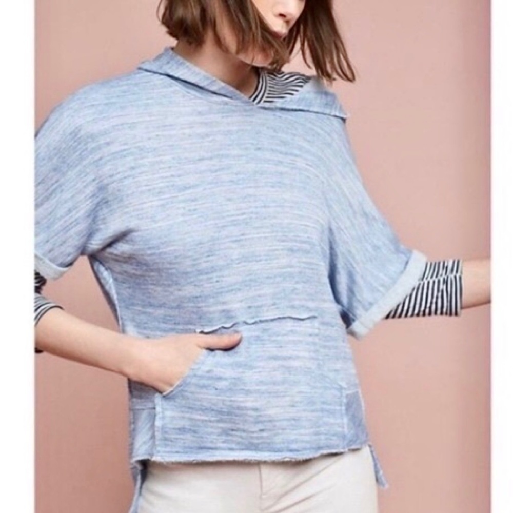 Anthropologie raw edging blue heather hoodie